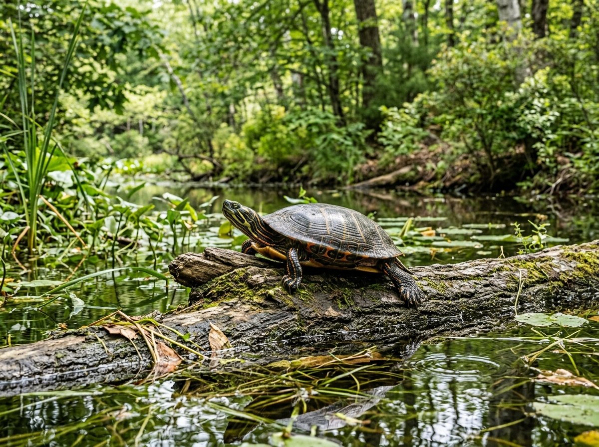 Turtle resting in its natural habitat